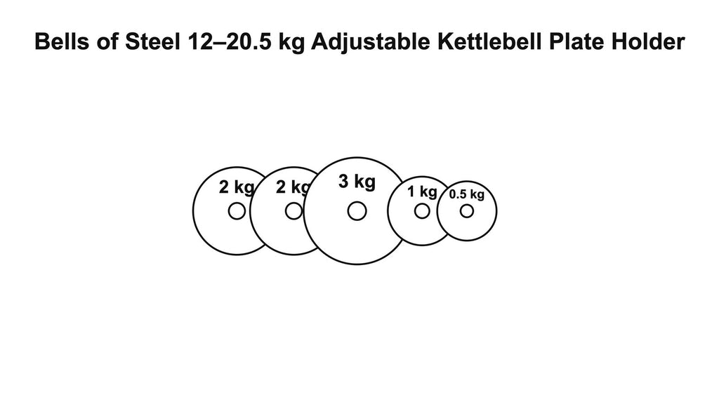 Bells of Steel 12–20.5 kg Adjustable Kettlebell Plate Holder | Fits 3 kg 2 kg 1 kg 0.5 kg