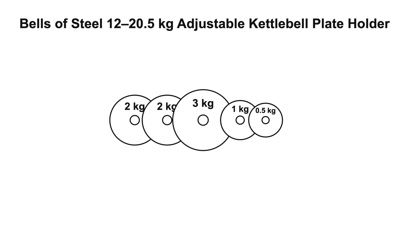 Bells of Steel 12–20.5 kg Adjustable Kettlebell Plate Holder | Fits 3 kg 2 kg 1 kg 0.5 kg